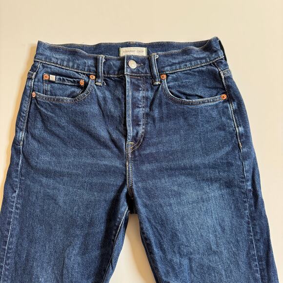 American Eagle AE77 Premium Straight Crop Jeans Sz 4 Button Fly Organic Cotton - Picture 12 of 16